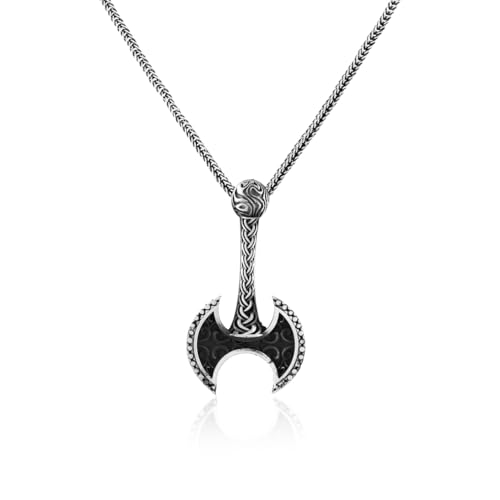 Collier hache en argent pour homme en sterling massif au style motard gothique chic