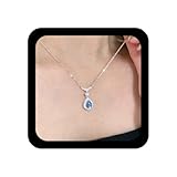 Collier en chaîne en forme de goutte d'eau en cz argent.Longueur : 40+5cm, réglable, convient à la plupart des gens