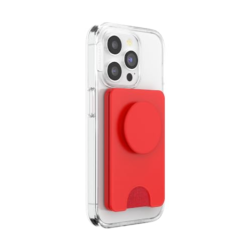 Image of PopSockets Phone Wallet for MagSafe, Phone Card Holder with Grip, Red - Rosso