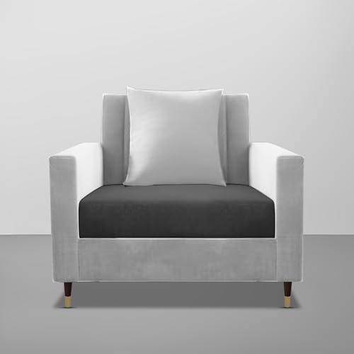 Image of Casaliving Garcia 1 Seater Sofa Set for Living Room (Black Grey Colour) Premium Fabric Sofa