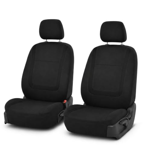 Image of FH Group Car Seat Covers Front Set in Cloth for Low Back Car Seats with Removable Headrest, Universal Fit, Automotive Washable for SUV, Sedan, Van Black