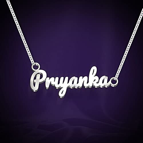 Image of Priyanka Cursive Gold & Silver Name Pendant Necklace, Best Jewelry Gift for Girls.
