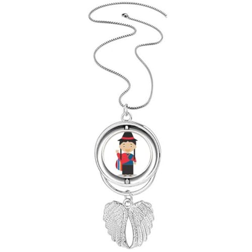 Collier pendentif ailes d'ange rouge et bleu Équateur pour femme