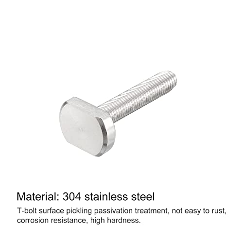 Image of uxcell T-Slot Bolts, 1pcs M10x50mm T Slot Drop-in Stud Sliding Bolts 304 Stainless Steel T Shape Screws for T Track