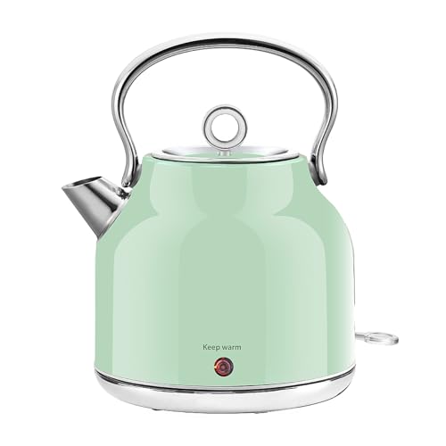 Huogary Electric Kettle 1.7L Stainless Steel Kettle with Keep Warm Function 2200W Fast Boil Kettle with LED Indicator Auto Shut-off & Boil-Dry Protection Cordless Design Rotational Base (Green)