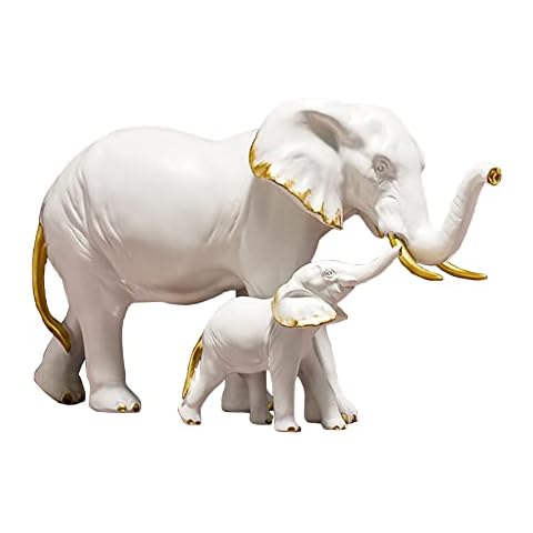 NORHOR Elefanten-Skulptur,Handbemalte Harz Sammelfiguren für Heimdekoration Geschenk.weiß Cover