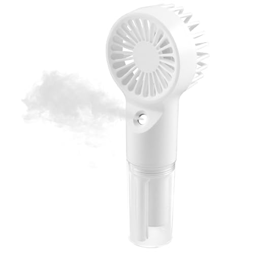 suuosl Ventilador de mano con Agua Pulverizada Portátil, Mini Ventilador USB Recargable con Spray de Niebla, Ventilador Portátil con Nebulizador para Escritorio, Hogar, Viajes y Oficina