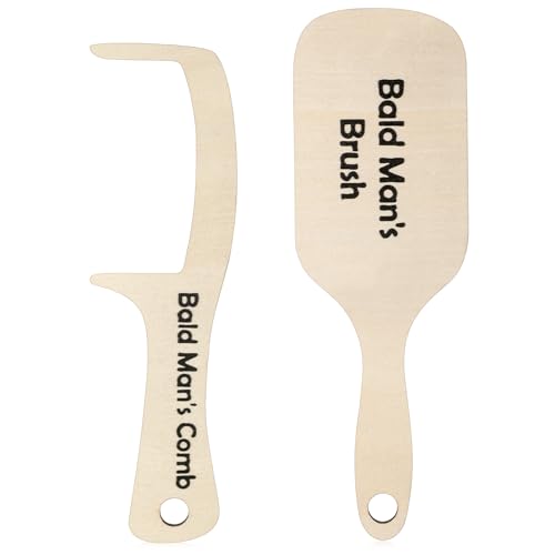 Silipull 2 piezas de cepillo y peine para hombre calvo, herramienta de aseo divertido para hombre calvo, regalo para hombre calvo, cepillo de madera sin pelo y peine sin dientes, juego de regalo,