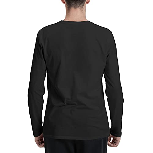 Lorna Music Shore Men's Basic Cotton Lightweight Soft T-Shirt Crew Neck Long Sleeve Tee Tops Black4