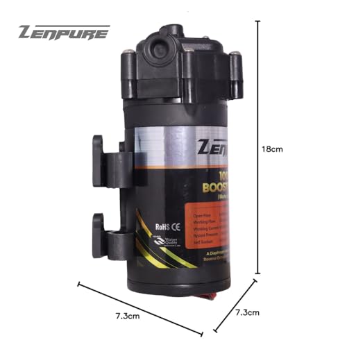 Image of ZENPURE RO 100 GPD Booster Pump 24V DC Copper Winding Works Upto 2000 TDS Compatible with Kent Aquaguard Pureit Livpure and All RO Water Purifiers with 2 Elbow Connectors 1 Year Warranty