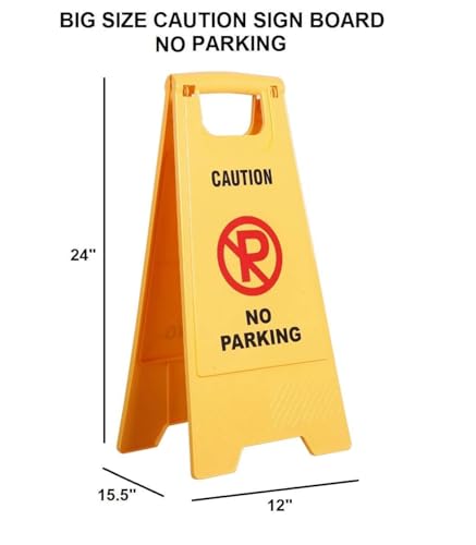 Image of No Parking Warning Stand - Foldable Safety Sign Boards for Reserved & Restricted Parking Zones - Set of 3