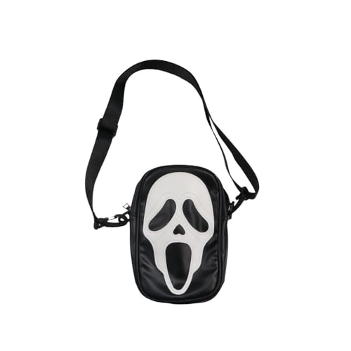 Funny Skull Face Crossbody Shoulder Bag Tote Bag, Soft PU Leather Mobile Phone Small Crossbody Bag Zip Purses3