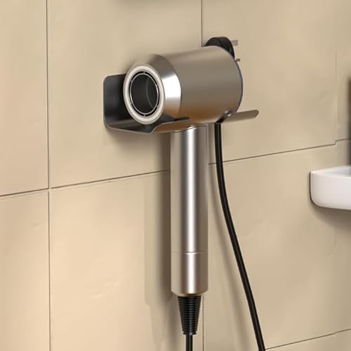 Miniatura 7 de Phming Soporte Secador De Pelo, Boca En Forma De U, Soporte Para Secador De Pelo Autoadhesivo, Puede Almacenar Enchufes Eéctricos, Con Tira Adhesiva, Para Paredes Lisas Gris Pistola