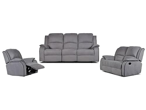 Vente-unique-Couchgarnitur Relax 3+2+1 - Microfaser - Grau - Hernani – Bild 7