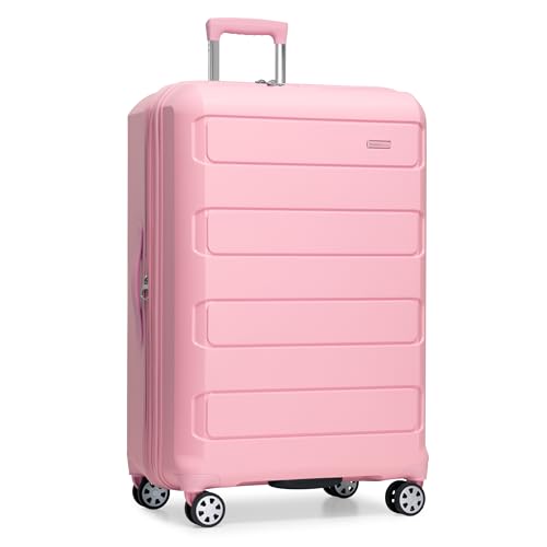 Travelers Choice Pagosa Hardshell Expandable Luggage with Spinner Wheels Pink 27-Inch Medium