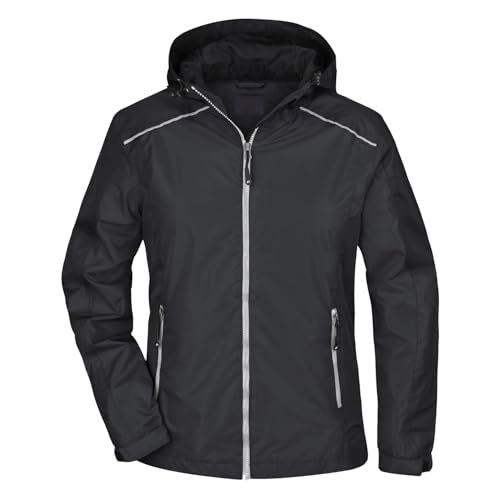 Roughtex Damen Regenjacke Die mit dem Hund geht – reflektierender Rückendruck – 3000 mm Wassersäule, versiegelte Nähte – Geschenkidee für Hundehalterinnen – taillierter Schnitt Schwarz XXL