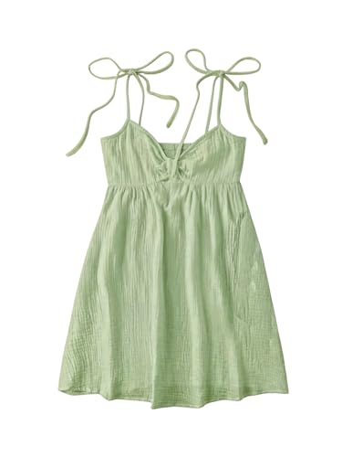 Image of SOLY HUX Women's Summer Cami Sun Dress A Line Tie Shoulder Y2k Cute Casual Short Mini Beach Babydoll Dresses