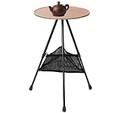Facynde Mesa de Camping portátil,Pequeña Mesa Redonda Plegable Ultraligera | Mesa elevable portátil con Bolsillo de Red, Suministros para Equipos de Viaje autónomos para Acampar