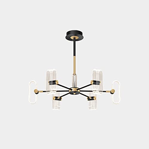 Luminaire de plafond réglable pour hauts plafonds, lustre moderne 6 lumières noir