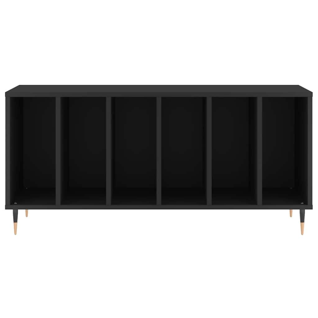 Armadio a pannelli nero, 100 x 38 x 48 cm, scaffale in vinile in legno con gambe stabili in ferro, spazioso ripiano per dischi in vinile e basso per collezione musicale LP e