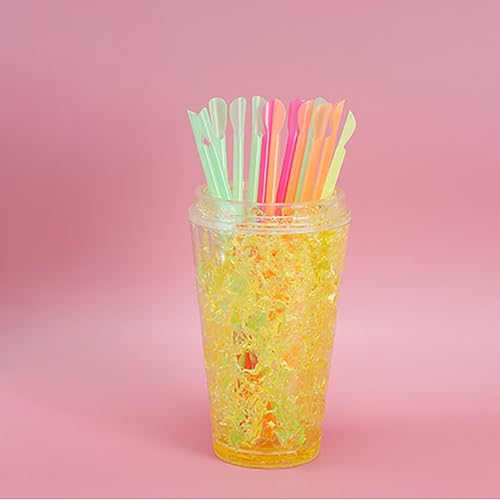 50 pitillos desechables con cuchara multicolor miniatura 3