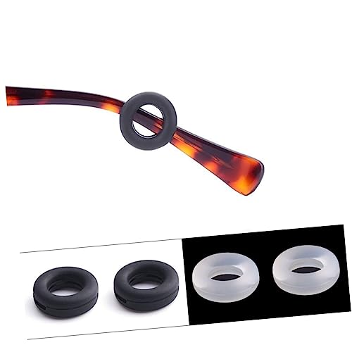 HOMOCONO 10 Pairs Eyeglass Silicone Ring Glasses Retainer Eyeglass Retainers Temple Tips Sleeve Retainer Glasses Ear Hooks Eyeglasses Glasses Hooks Ears Eyeglass Anti- Slip Round Black
