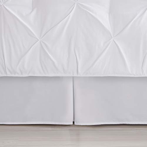 Queen Comforter Set 8 Piece Bed In A Bag With Bed Skirt, Fitted Sheet, Flat Sheet, 2 Pillowcases, 2 Pillow Shams, Queen, Pintuck White #TOP1