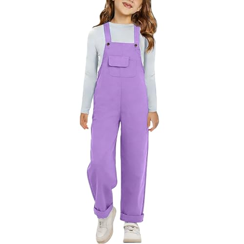 PETCDIM pink rompers fashion for girls,Girls Solid Jumpsuit Adjustable Strap Comfy Bib Overalls 2026 Kids Summer Romper Pants Straight Leg Baggy Casual Jumpsuits with Pockets Orange 3-12 Years