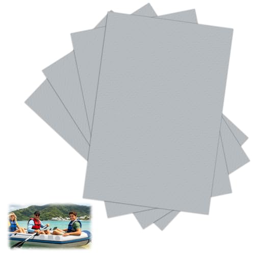 pangutheos 4 Pièces Kit de Réparation pour Bateau Gonflable, 15x10cm Patch PVC, Rustines Épaissies Étanche pour Pneumatique, Kayak, Canoë(Gris)
