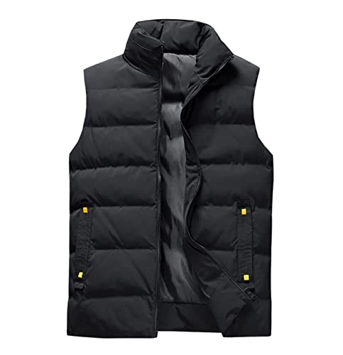 Chaleco Abrigador Chaleco cálido para hombre Chaleco acolchado con cremallera completa Ropa de abrigo abrigada Puffer sin mangas Cazadora Acolchada(Black,7XL)