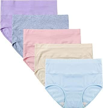 shaperx Women's Cotton High Waist Tummy Control Panty- Pack of 5 Cotton & Spandex Stretchable Belt Panties-picture-51