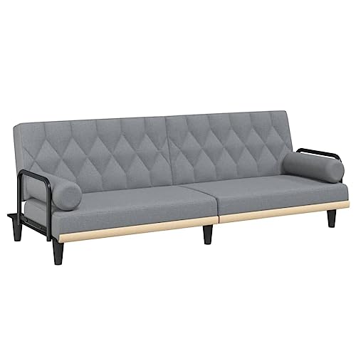 Sofá cama de 3 plazas con respaldo ajustable sofá plegable de tela gris claro 2