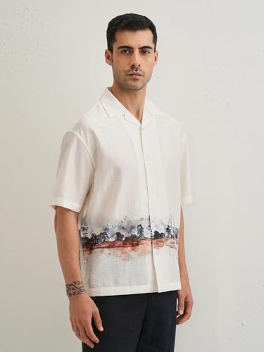 Image of Pinkmint Men Printed Cotton Flex Shirt | Stylish Designer | Regular Fit Floral & Abstract Print Shirt for Men (Available in Plus Size)
