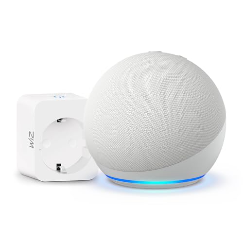 Echo Dot (5.ª generación) | Blanco + WiZ Enchufe Inteligente, compatible con Alexa - Kit de inicio de Hogar digital
