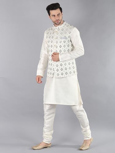 Image of Uri and MacKenzie Men's Silk Blend Kurta Pajama with Designer Ethnic Nehru Jacket /Modi Jacket