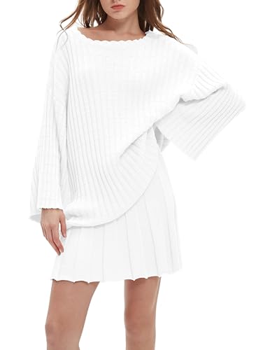 Ensemble chandail tricot femme avec jupe plissée pour style urbain chic