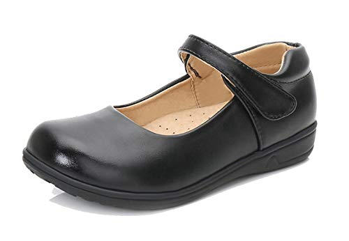 Girls’ School Uniform Dress Shoes Performance Mary Jane Flats Nubuck Black Size 2.5M