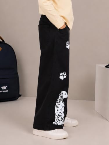 Image of KiddoPanti Boys Baggy Jeans | Stretch Denim Wide Leg Jeans | Elastic Waist Casual Denim Pants | Cotton Blend Loose Fit with 4 Pockets | Kids Street wear | 2-14 Years