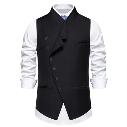 Men’S Formal Waistcoat With Oblique Buttons Single Breasted Slim Fit Sleeveless Vest For Wedding Party4