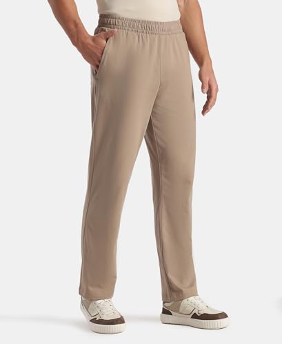 Image of Jockey AM49 Men Super Combed Cotton Rich Straight Fit Trackpants with Side and Zipper Media Pockets