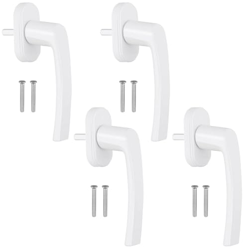 AUTOUTLET Fenstergriff Aluminium, 4 Stück Fenstergriff weiß Fensterschloss Balkontürgriff ohne Schließzylinder, in Stiftlänge 35mm, Türgriffe für Fenster, Terrassentüren und Balkontüren