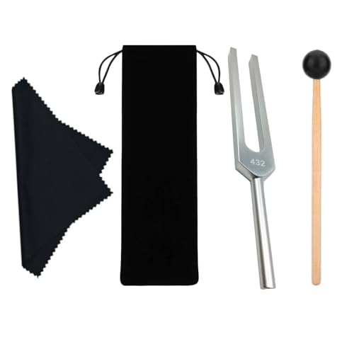 Stimmgabel 432Hz, Stimmgabel aus Edelstahl, Stimmgabel, Silikonhammer für Stimmgabel, Stimmgabel 432 Hz mit Hammer und Tuch für die ultimative Stimmgabel-Heilung und Entspannung