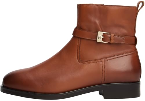 Tommy Hilfiger Botines Mujer Buckle Riding de piel, Marrón (Cinnamon Bark), 40