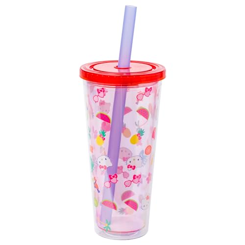 Image of Silver Buffalo Sanrio Hello Kitty Tropical Summer Plastic Boba Tumbler with Lid and Wide Straw, 24 Ounces