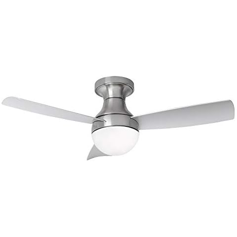 Orb Indoor/Outdoor 3-Blade Smart Compatible Ceiling Fan 44in Brushed Nickel with 3000K LED Light Kit and Remote Control with Wall Cradle. Works with iOS/Android, Alexa, and Google Assistant Cover