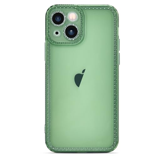 GUNPRIO Case for iPhone 14 Plus Case Glitter, Cute Clear Sparkly Shiny Bling Sparkle, iPhone 14 Plus Cover 6.7 inch Thin Slim Stylish Durable TPU Protective Case for Girls Women, Green