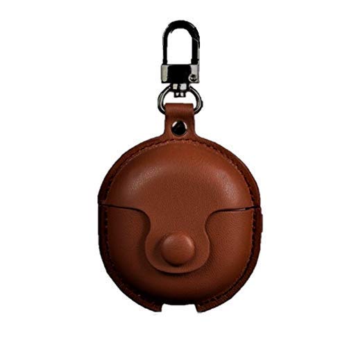 Teclusive Ultra Luxury Leather Protective Case Cover for One Plus Buds with Hook Buckle (Brown)