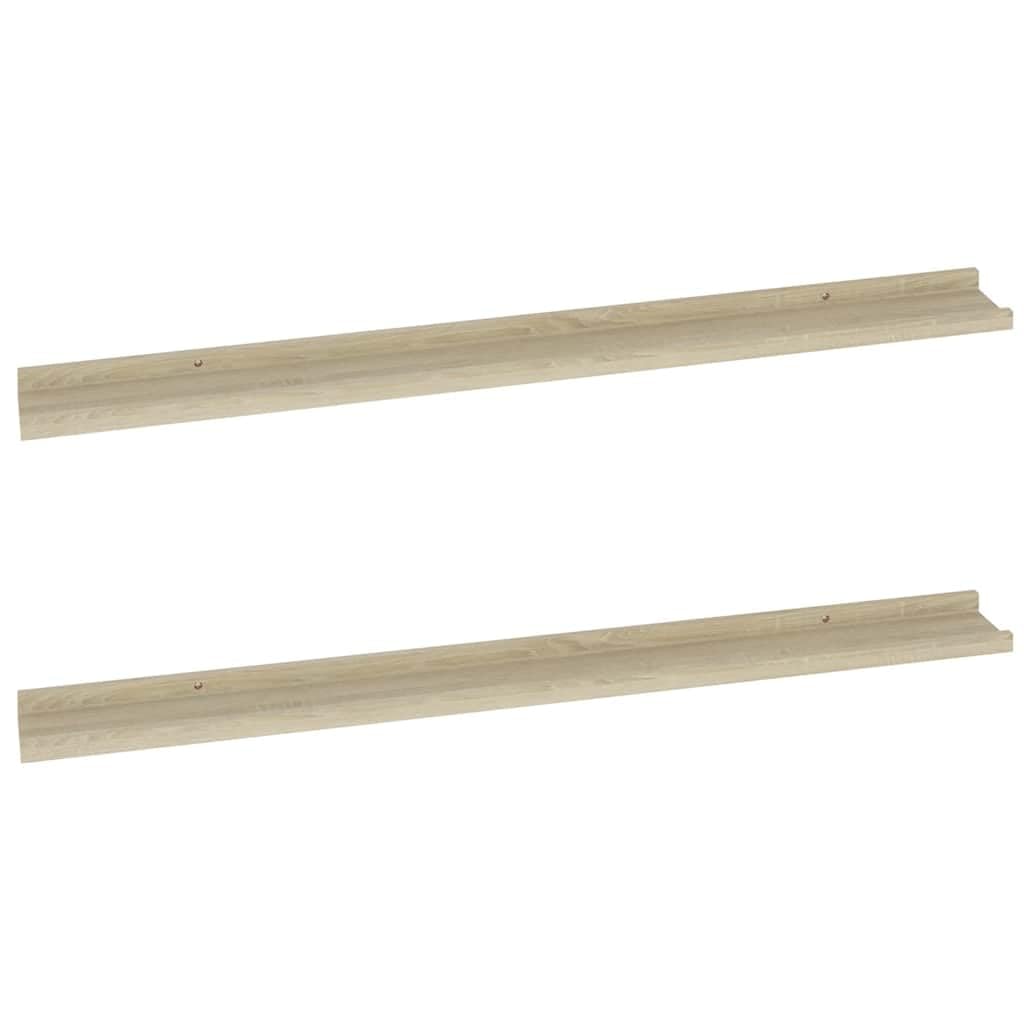 vidaXL 2X Etagères Murales Etagères Suspendues Etagères Flottantes Salon Salle de Séjour Chambre à Coucher Maison Intérieur Chêne Sonoma 100x9x3 cm