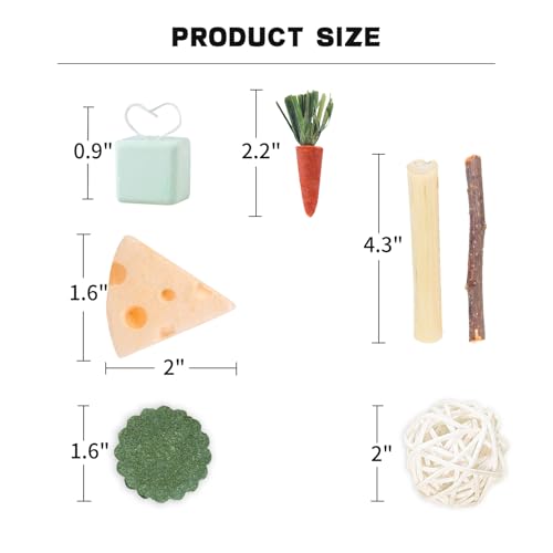 45 – 55 peças de brinquedos naturais para mastigar coelhos, hamster de porquinho da índia, biscoito