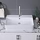 Waschbecken mit | Aufsatzwaschbecken für das Badezimmer und Gäste-WC | Waschschale ohne Hahnloch und ohne Überlauf | Rein-weißes Aufsatzbecken, 24Lx17W